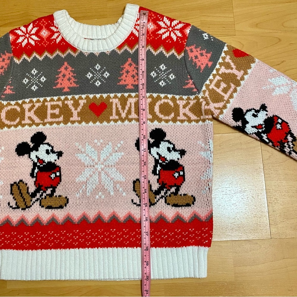 Girls Disney Mickey Mouse Christmas Sweater Size L 10-12 Holiday Knit - Picture 5 of 7